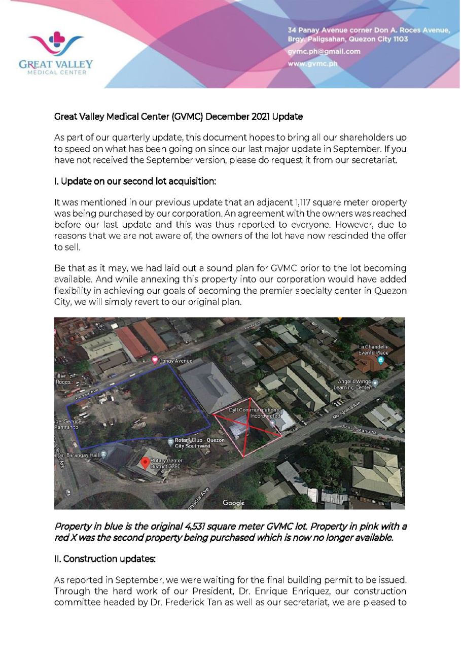 GVMC March 2022 Update Page 1